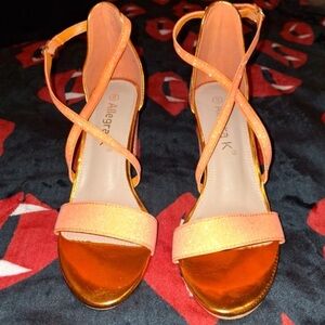 Allegra K Strappy Orange Heels